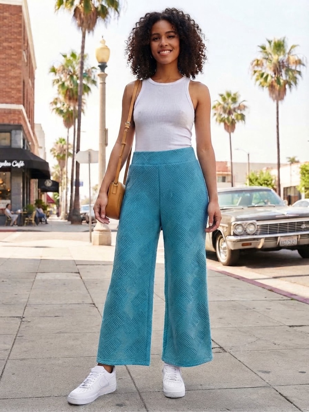 entro Teal Wide-Leg Ankle Pants